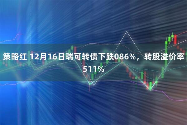 策略红 12月16日瑞可转债下跌086%，转股溢价率511%