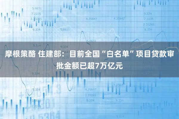 摩根策酪 住建部：目前全国“白名单”项目贷款审批金额已超7万亿元